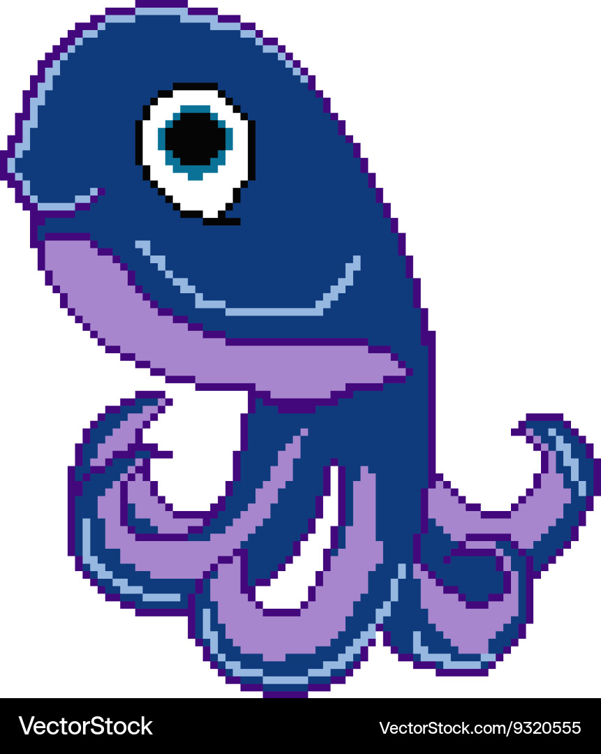 Pixel octopus Royalty Free Vector Image - VectorStock