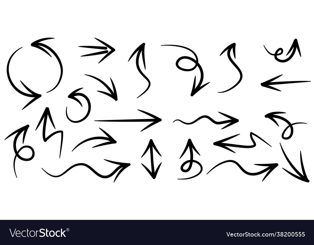 Set hand drawn arrows isolated on white Royalty Free Vector