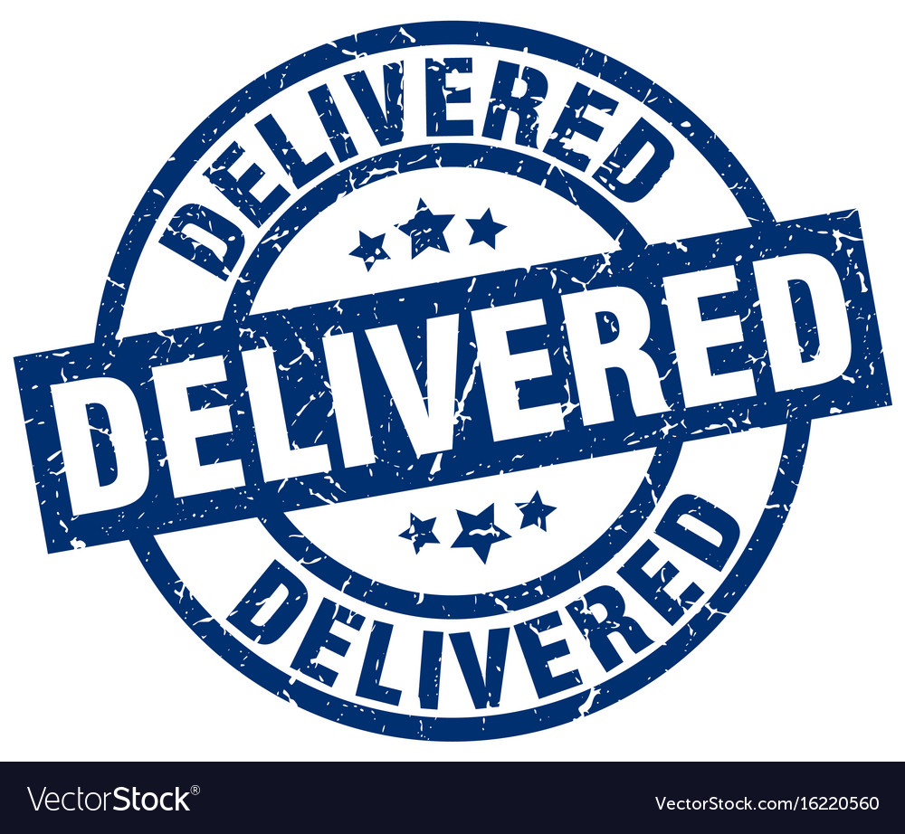 Delivered blue round grunge stamp Royalty Free Vector Image