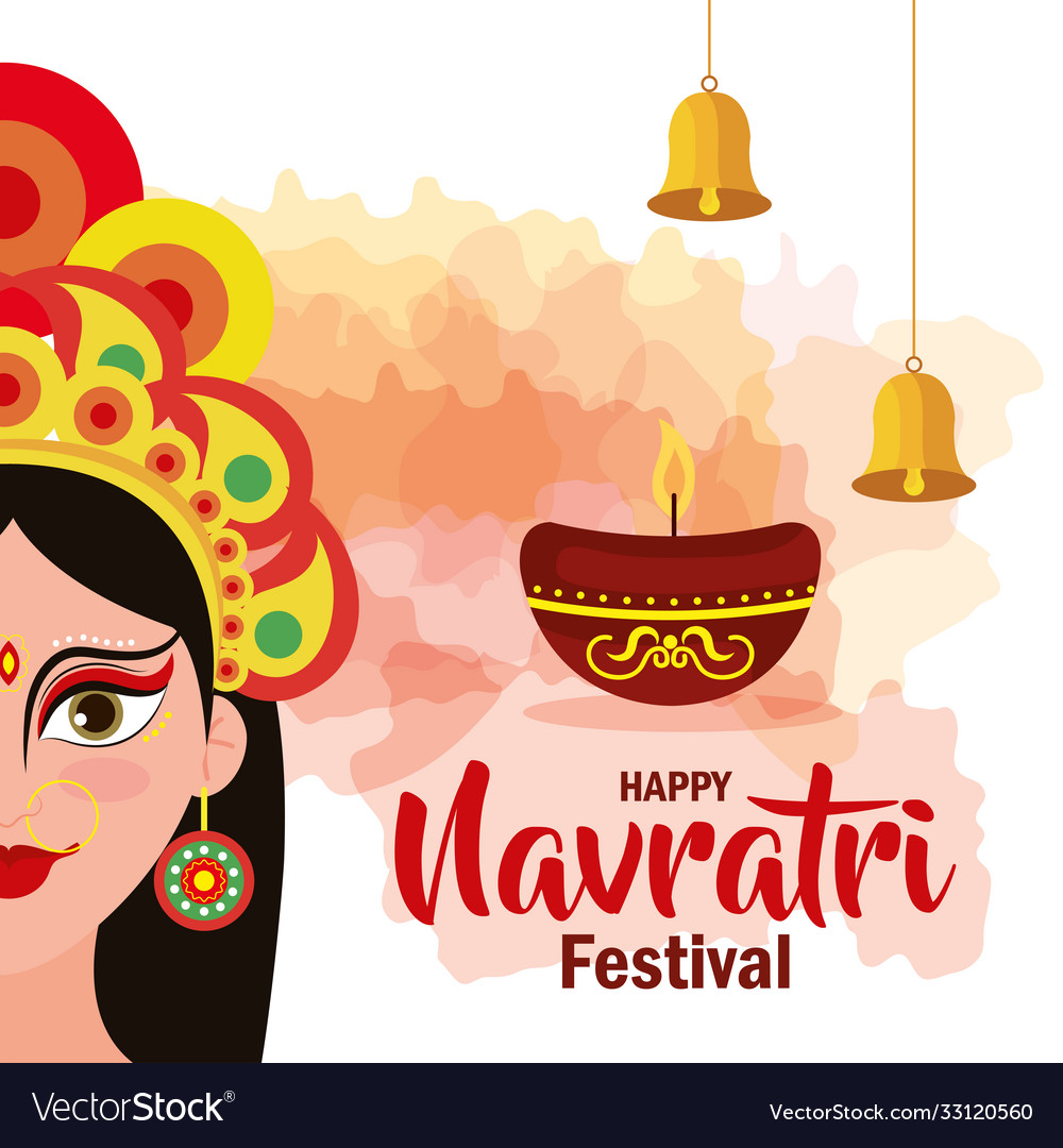 Happy navratri celebration poster with maa durga Vector Image