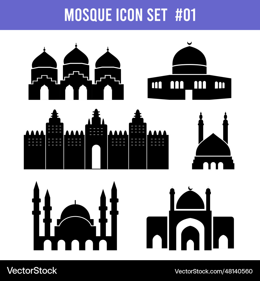 Set of mosque icon collection Royalty Free Vector Image