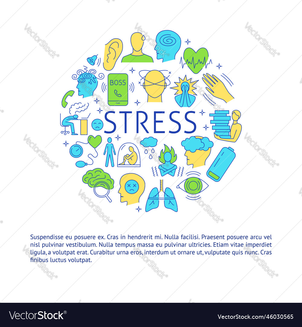 Banner with stress symptoms concept Royalty Free Vector