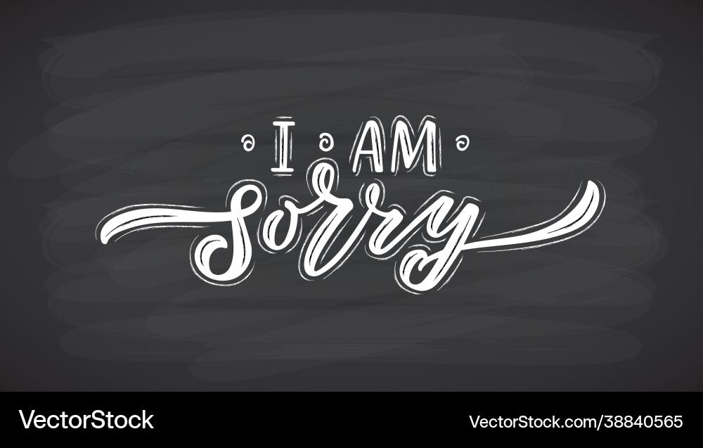 Hand sketched i am sorry lettering typography Vector Image