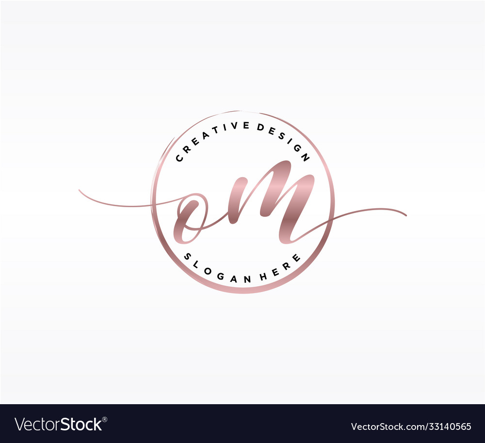 Initial om handwriting logo with circle template Vector Image