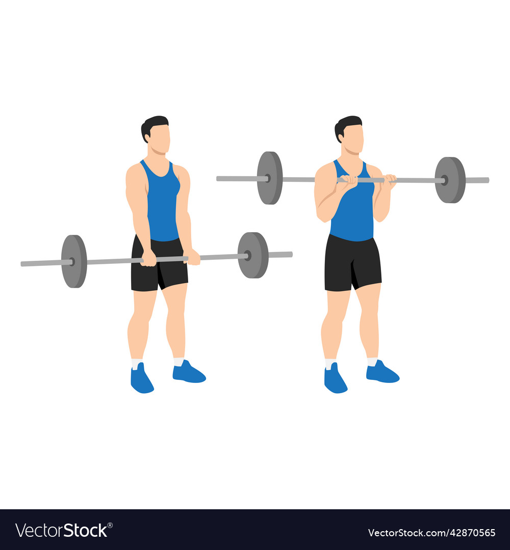 Man doing reverse barbell curl flat Royalty Free Vector