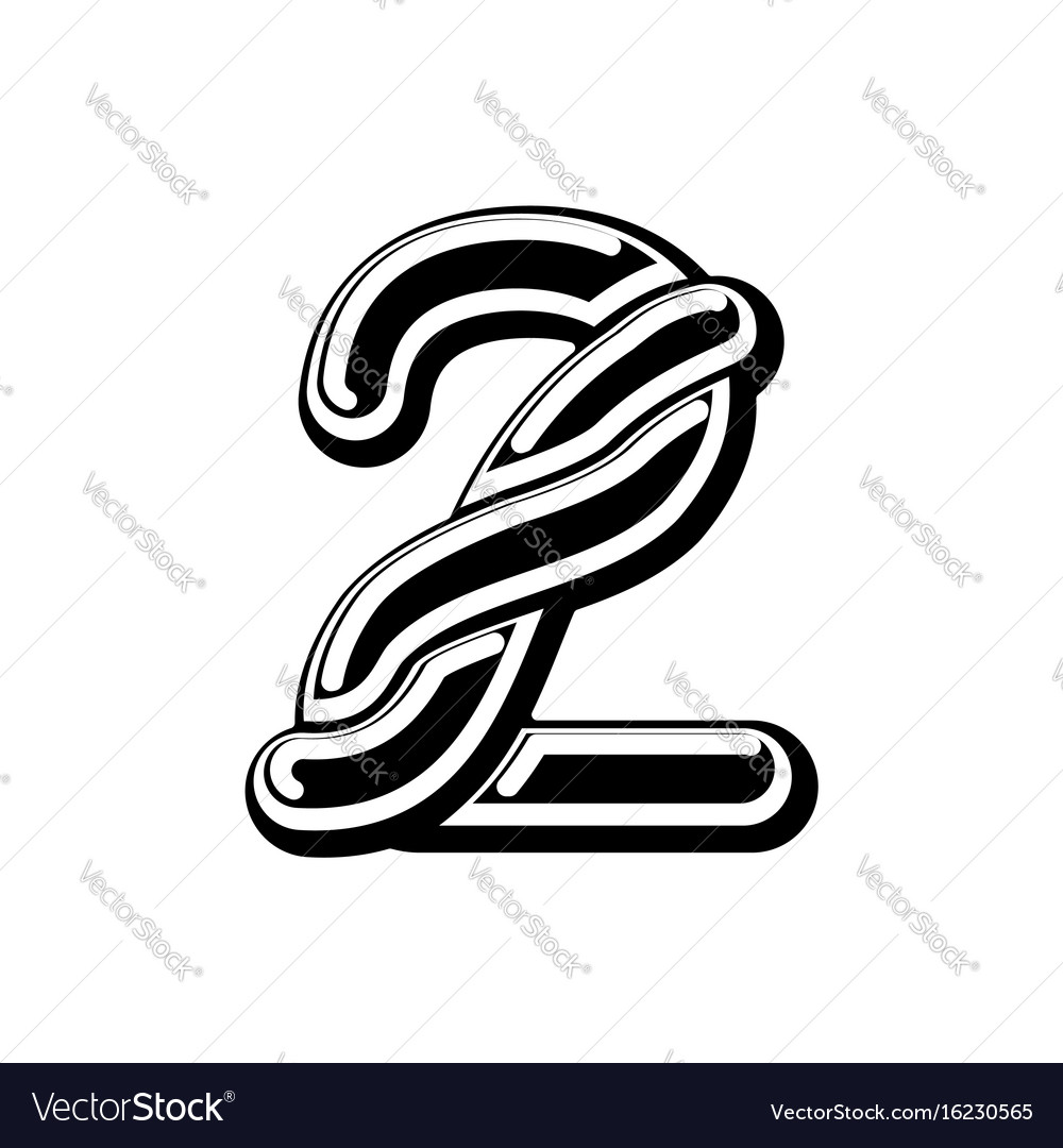 Number 2 celtic font norse medieval ornament abc Vector Image