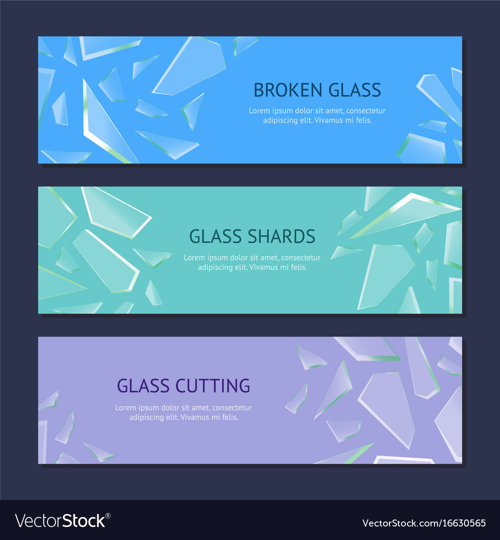 realistic shards of broken glass banner horizontal