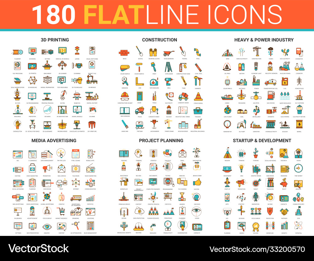 Flat thin line icon with 3d Royalty Free Vector Image