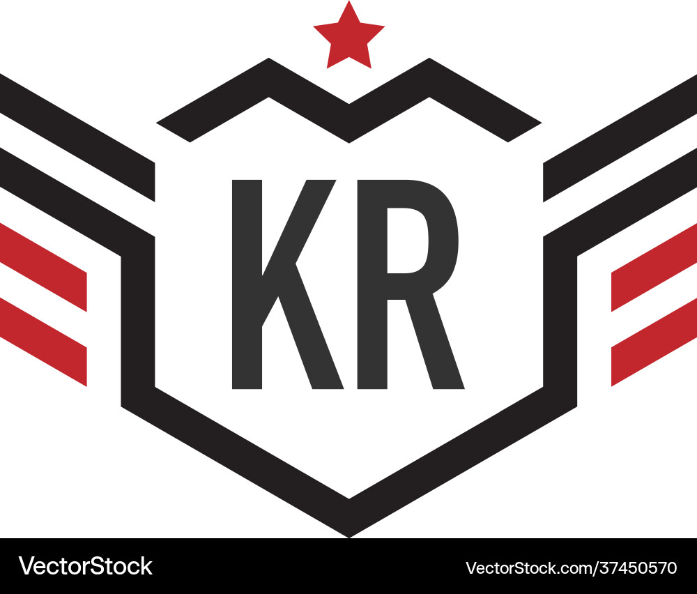 Initial letter kr star wing hexagonal creative Vector Image