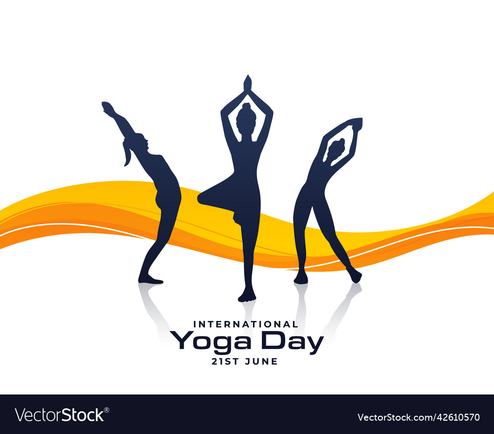 International yoga day concept with silhouettes Vector Image