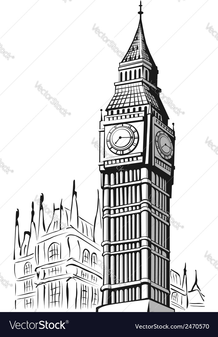 Sketch of big ben london Royalty Free Vector Image