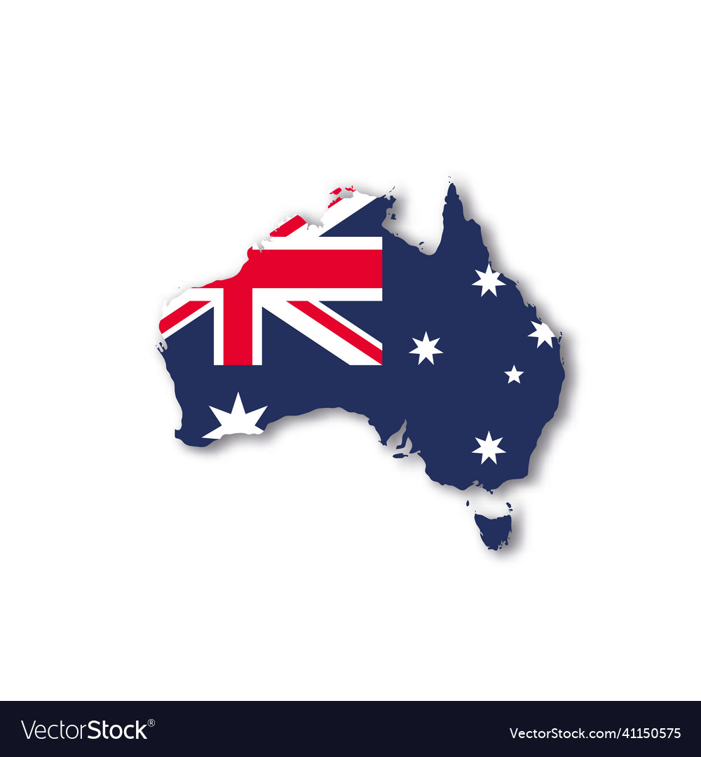 Australia national flag in a shape of country map Vector Image