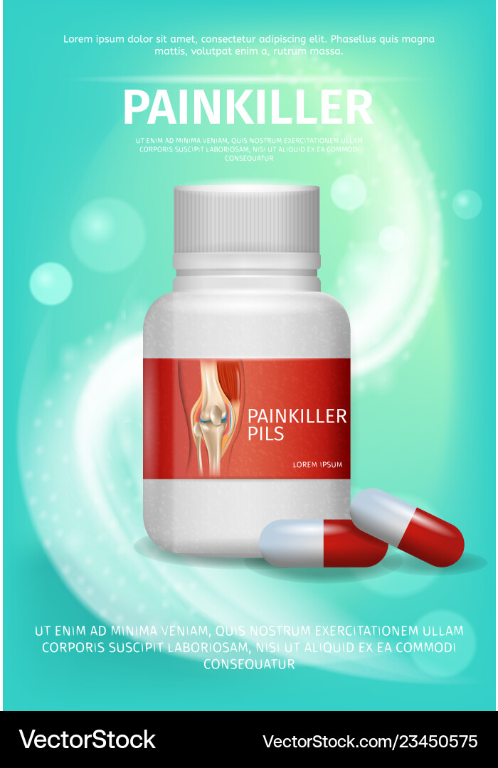 Banner Advertisement Packaging Painkiller Pils Vector Image