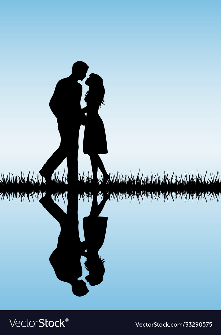 Couple profile silhouette over blue background Vector Image