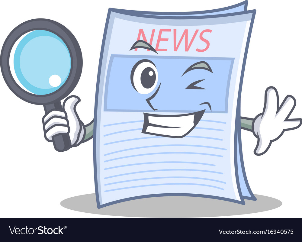 Detective newspaper character cartoon style Vector Image