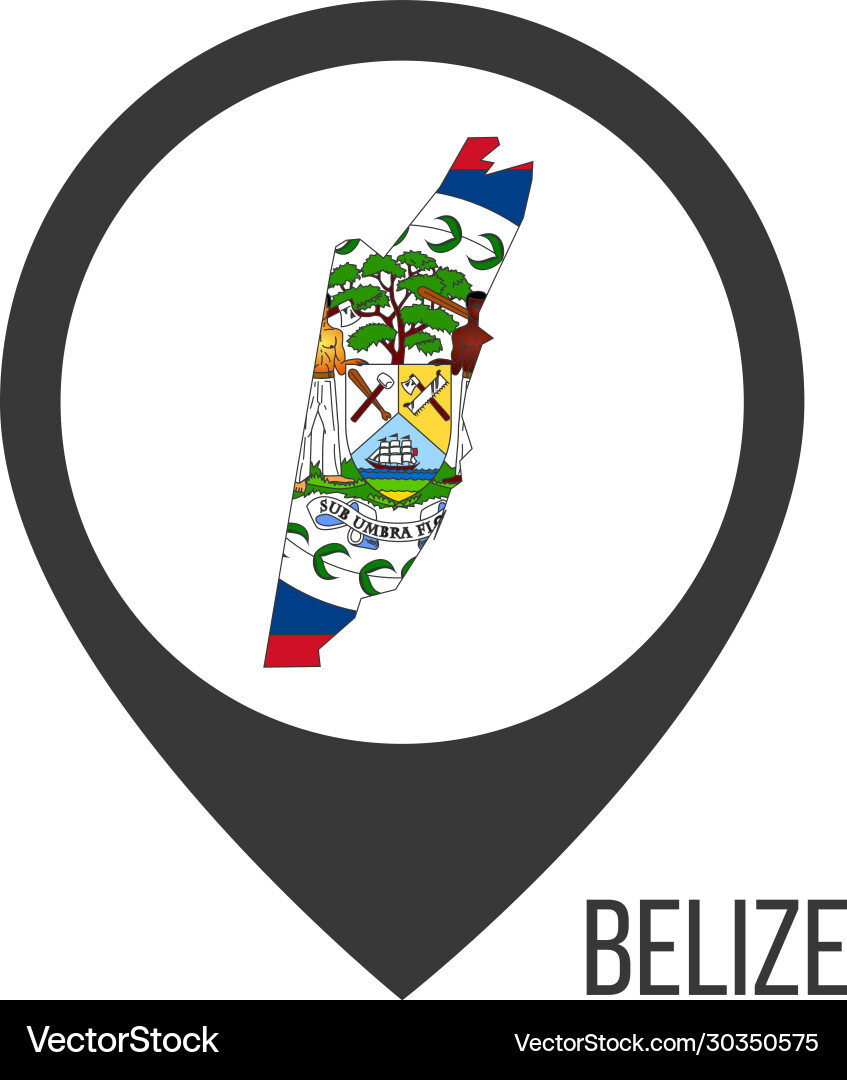 Map pointers with contry belize flag stock Vector Image