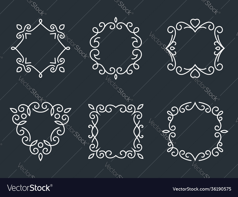 Outline monogram frames Royalty Free Vector Image