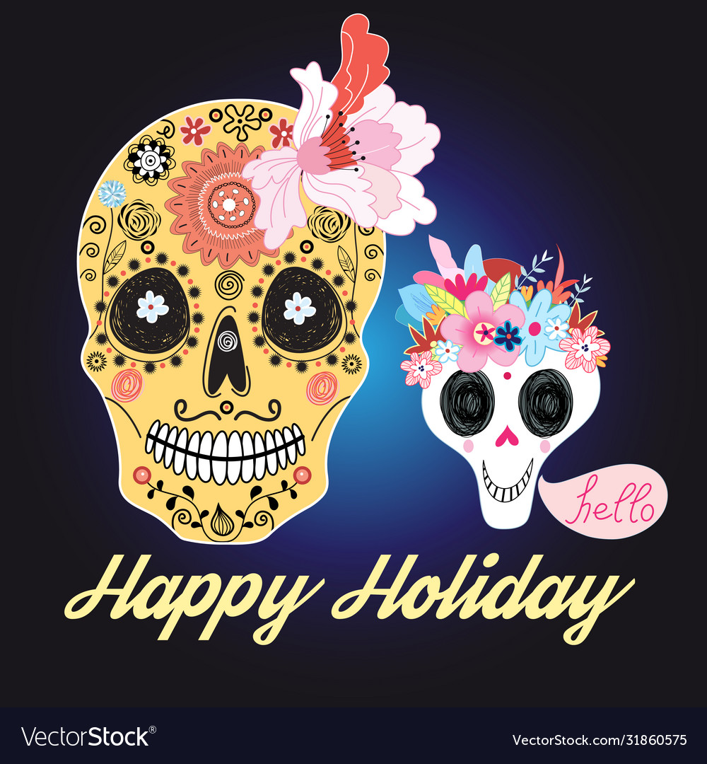 Skulls with flowers vector image Skulls with flowers