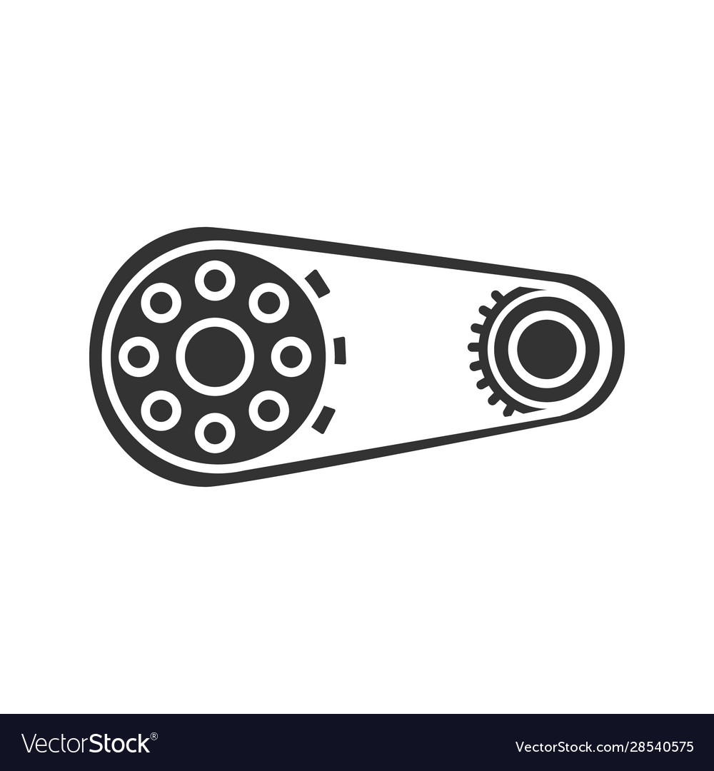 Sprocket wheel with chain glyph icon Royalty Free Vector