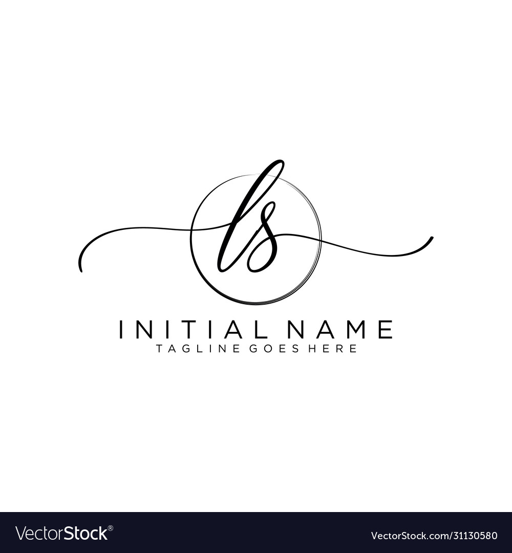 Ls initial handwriting logo with circle template Vector Image