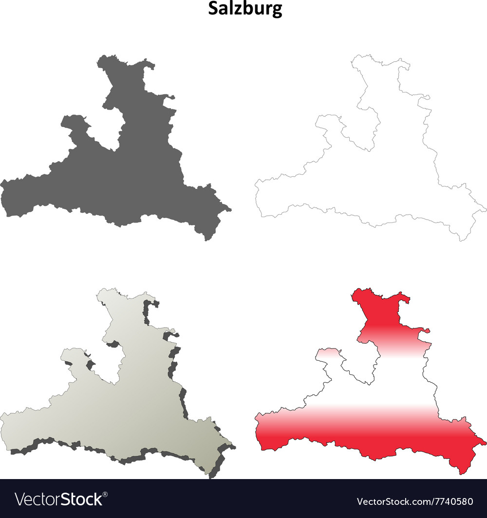 Salzburg blank detailed outline map set Royalty Free Vector