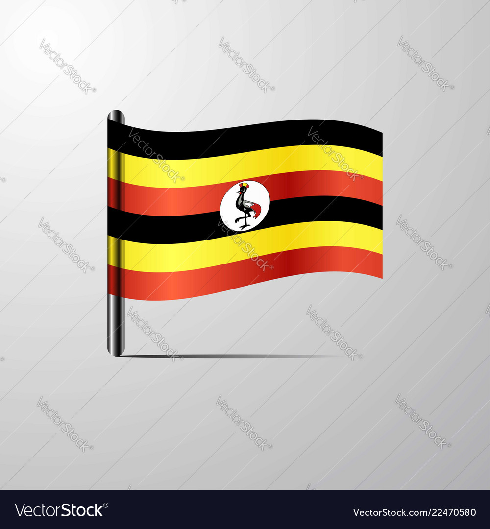 Uganda waving shiny flag design Royalty Free Vector Image