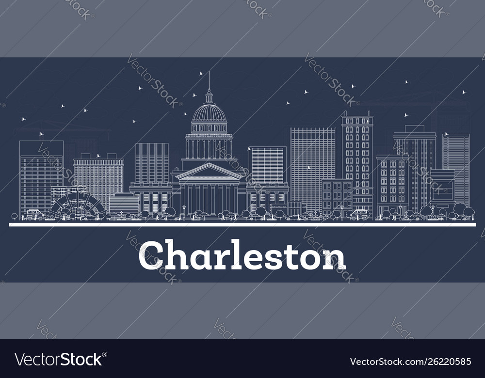 Outline charleston west virginia city skyline Vector Image