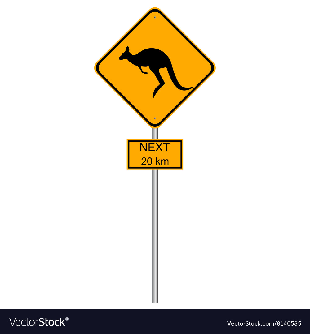 Yellow kangaroos roadsigns Royalty Free Vector Image