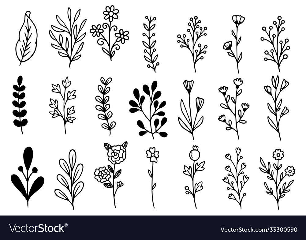 0147 hand drawn flowers doodle Royalty Free Vector Image