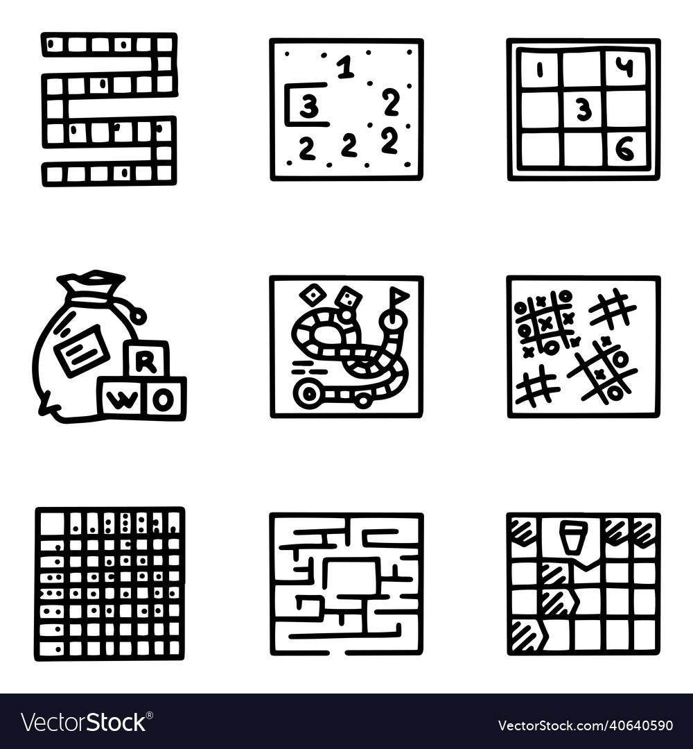 Doodle game icons set Royalty Free Vector Image