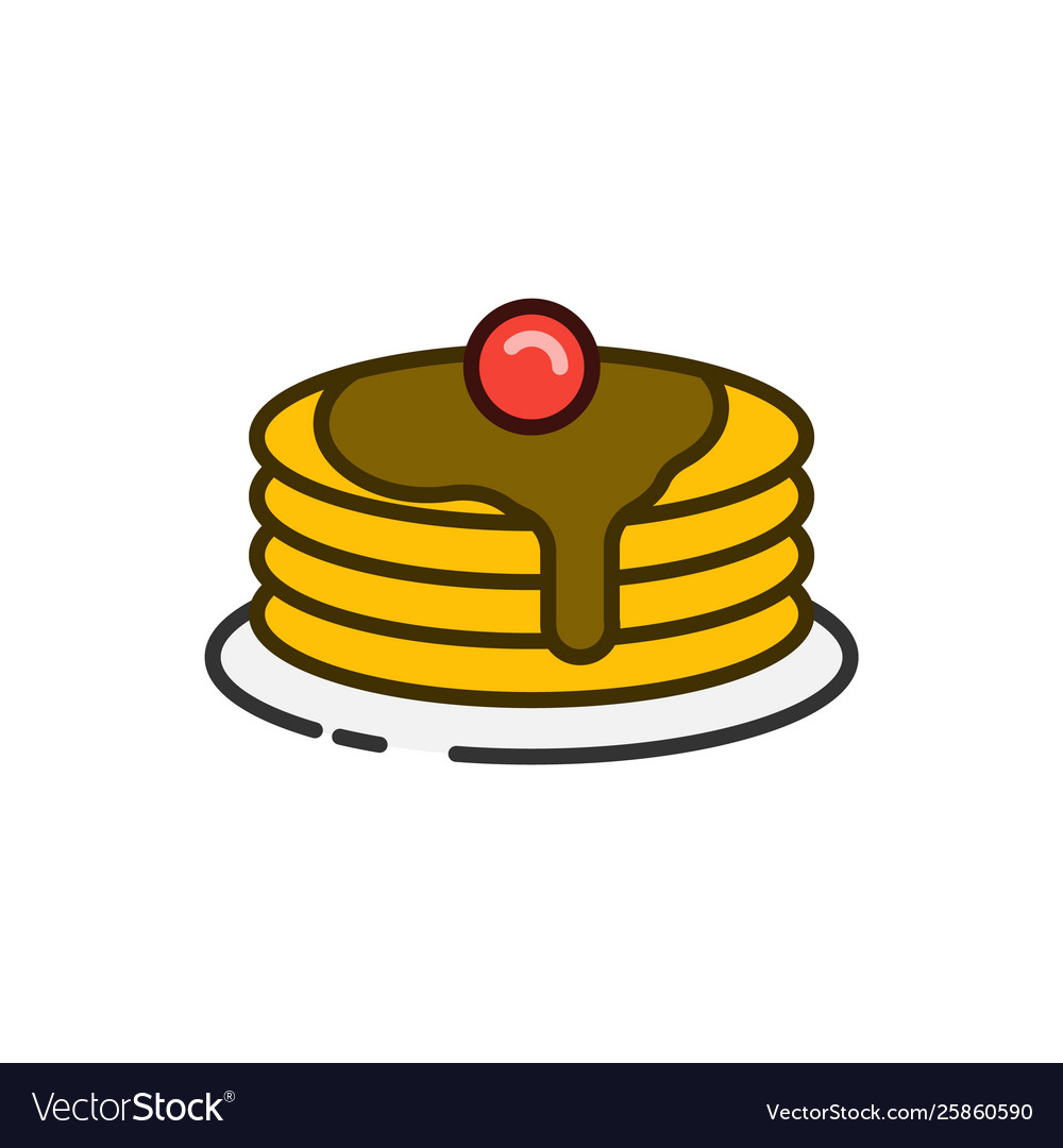 Pancake stack color outline icon Royalty Free Vector Image