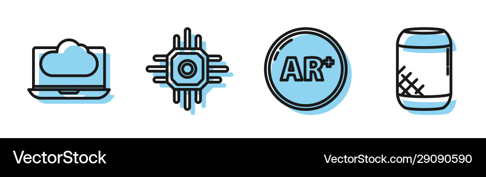 Set line ar augmented reality cloud technology Vector Image