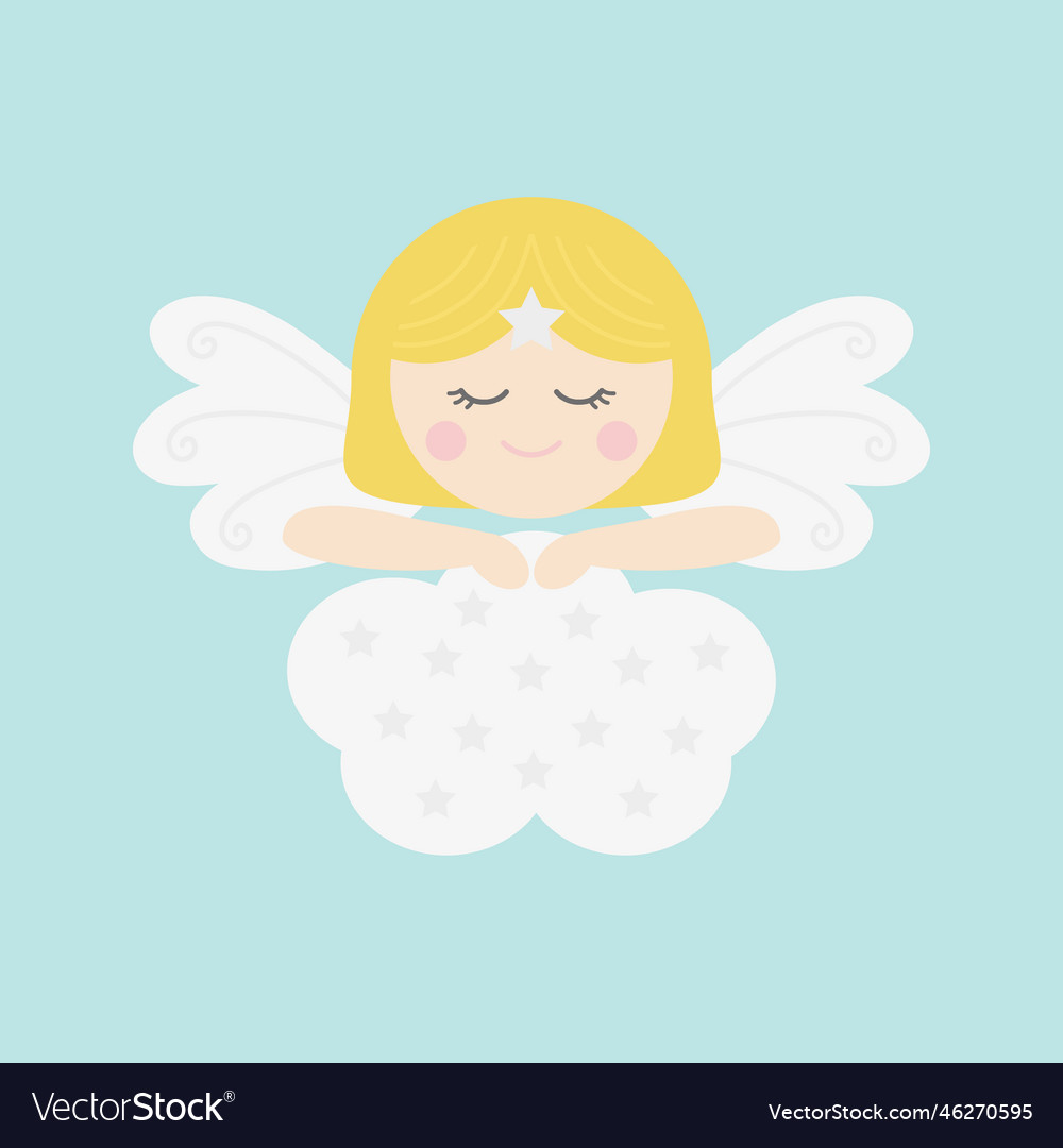 Angel on cloud cute Royalty Free Vector Image - VectorStock