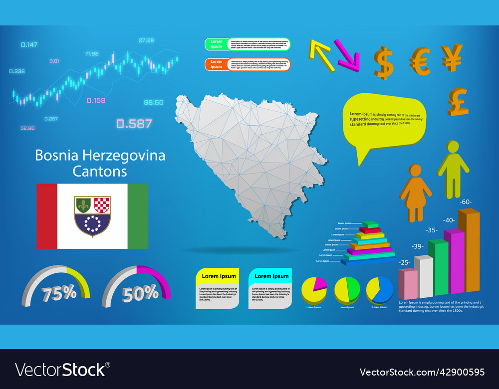 Bosnia herzegovina cantons map info graphics Vector Image