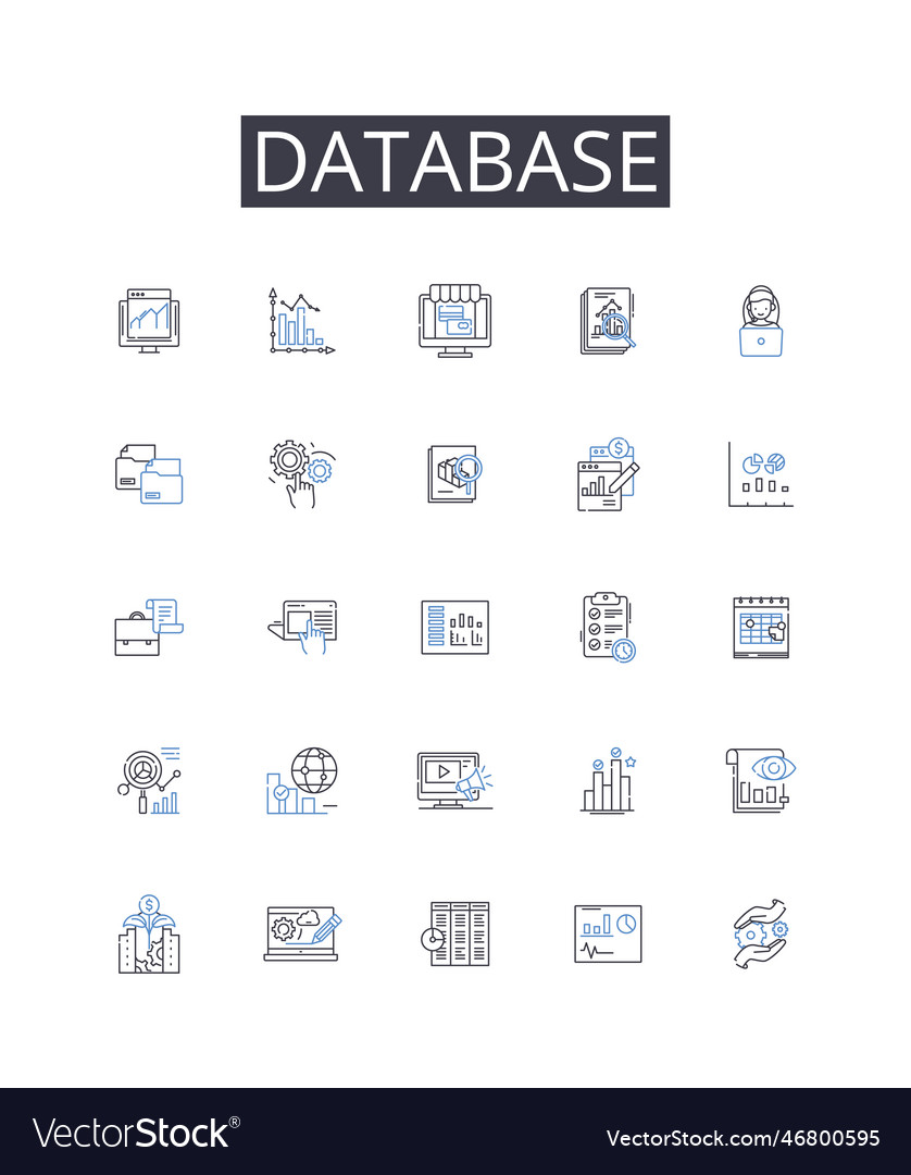 Database line icons collection vault storage Vector Image