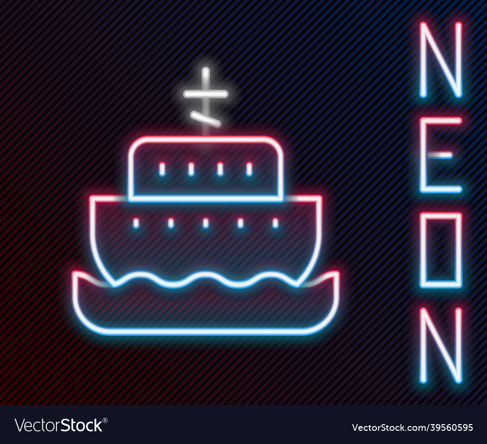 Glowing neon line ark of noah icon isolated Vector Image