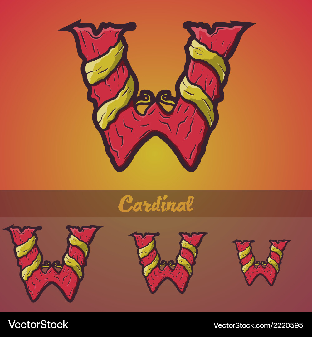 Halloween decorative alphabet - W letter Vector Image