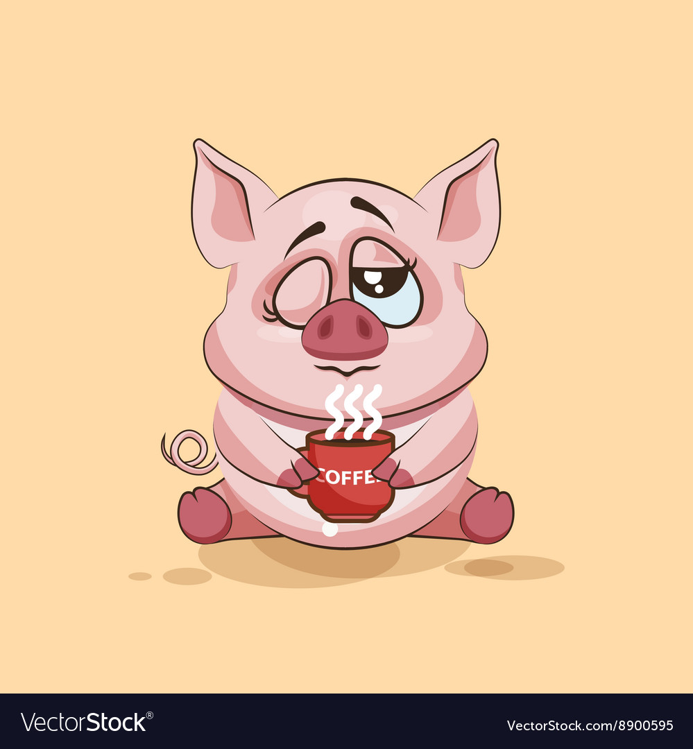 isolated-emoji-character-cartoon-pig-just-woke-up-vector-image