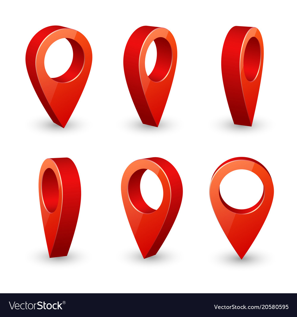 Download Map pointer 3d pin location symbols set Royalty Free Vector