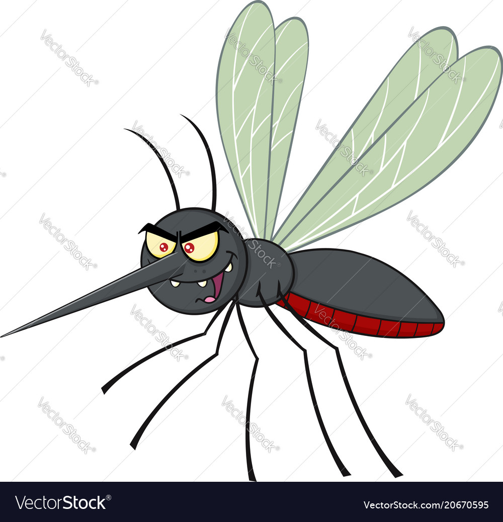 Mosquito cartoon character flying Royalty Free Vector Image