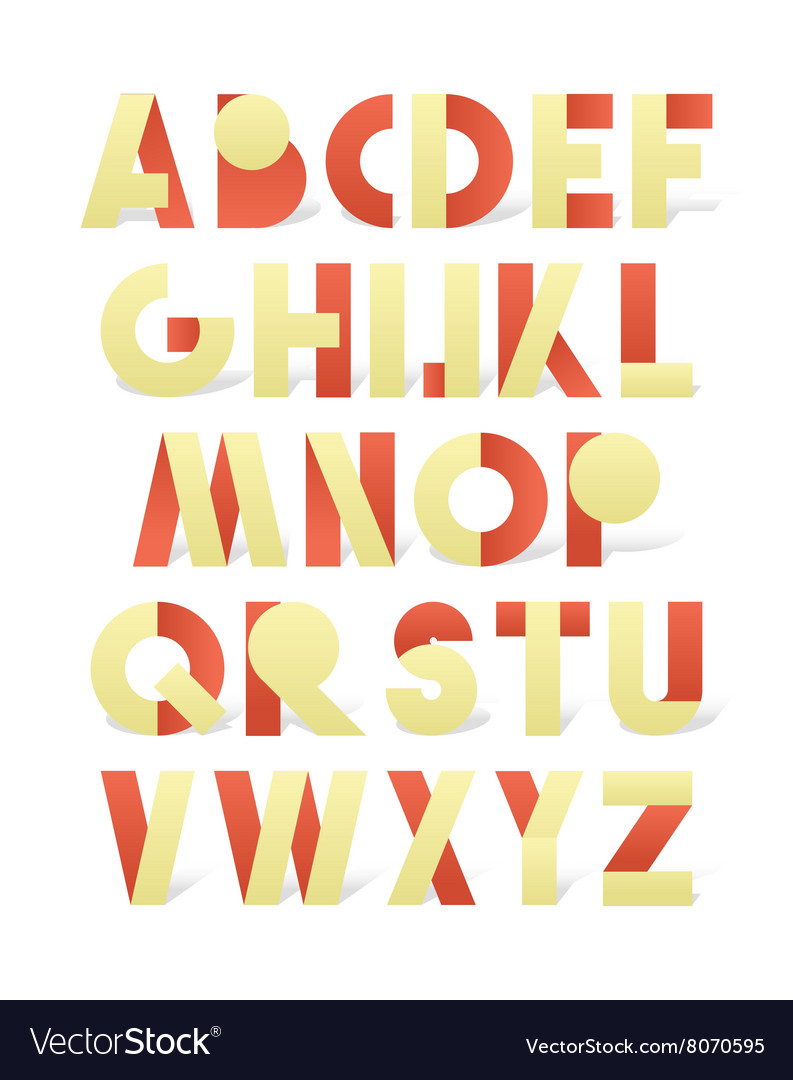 Retro font in red and yellow beige alphabet Vector Image