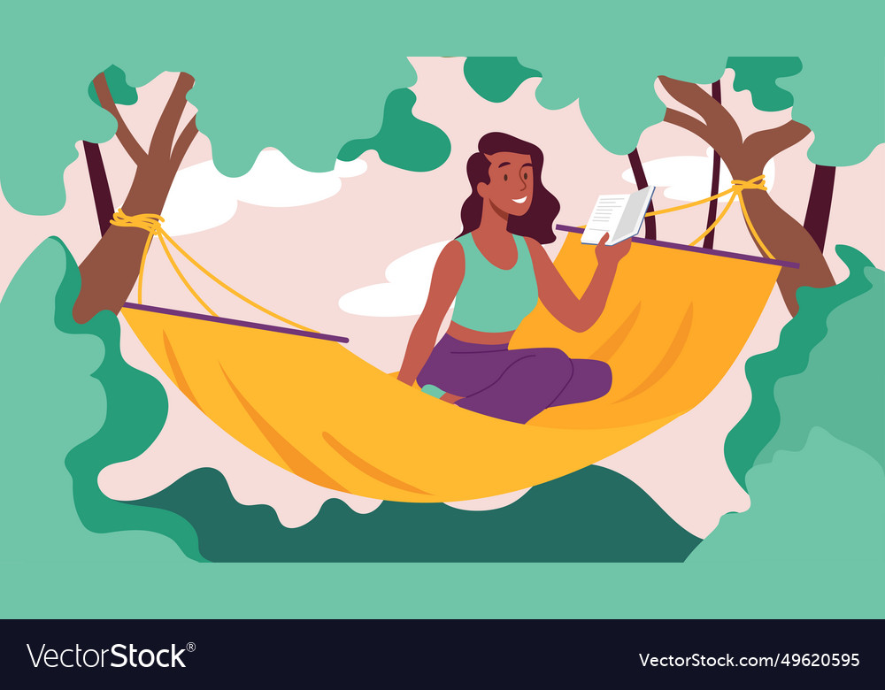 Woman in hammock conept Royalty Free Vector Image