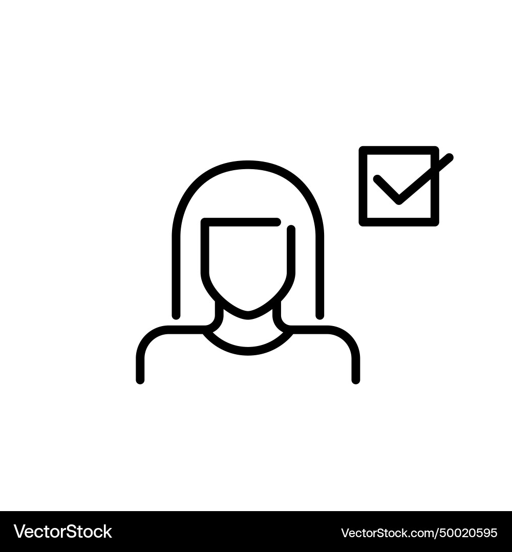 Woman user profile picture and check mark Vector Image