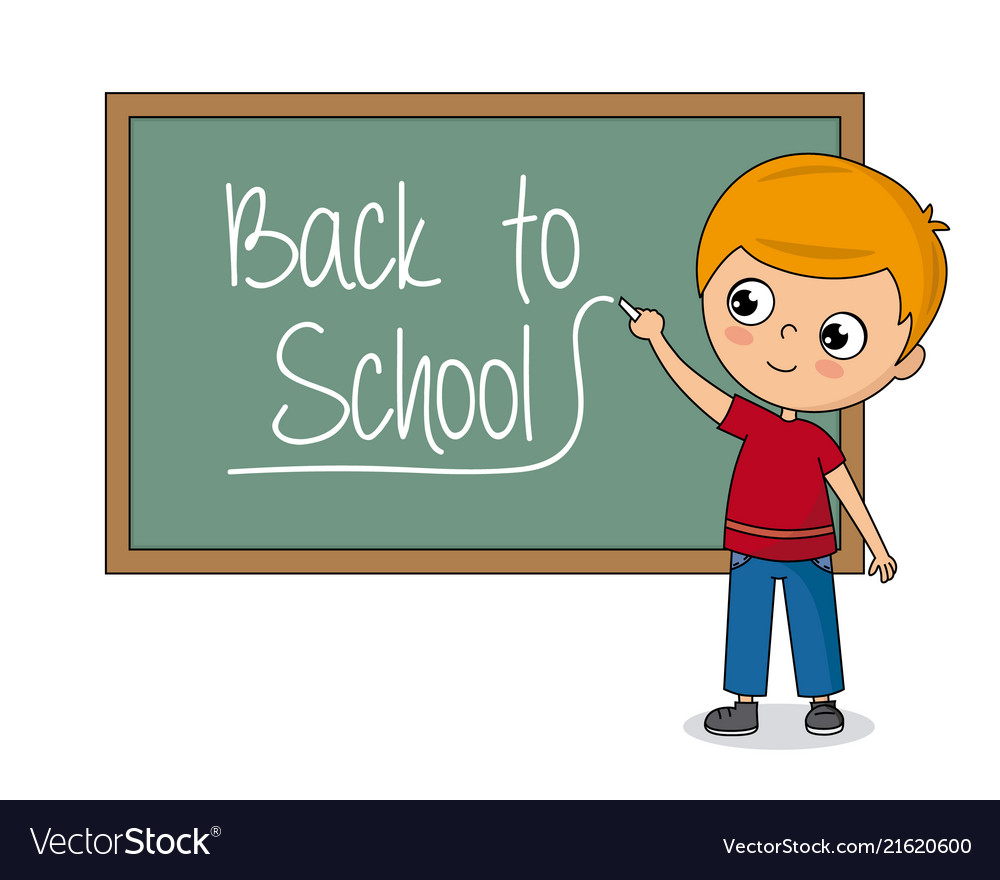 Boy writing on the blackboard Royalty Free Vector Image