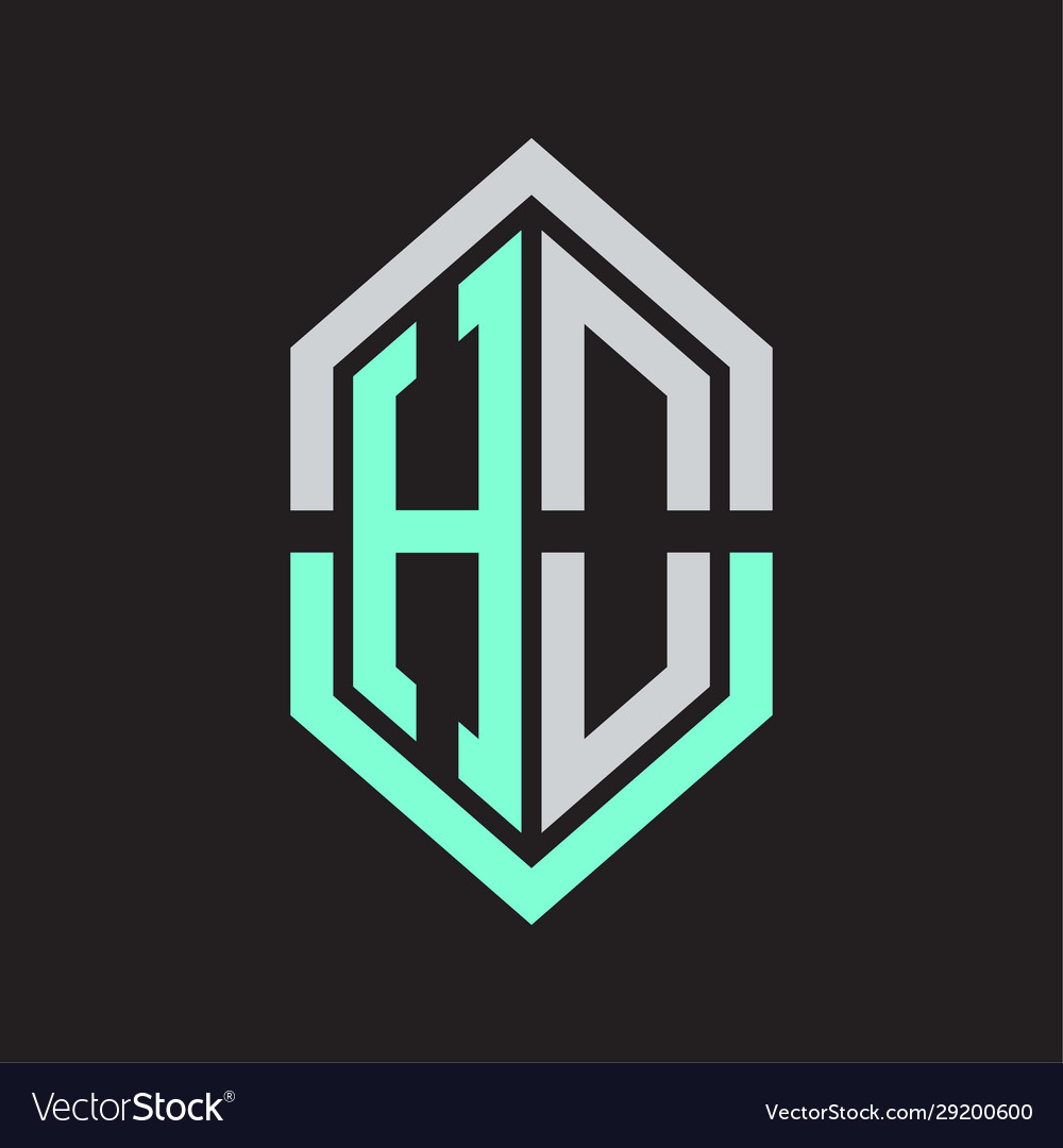 Ho logo monogram with hexagon shape and outline