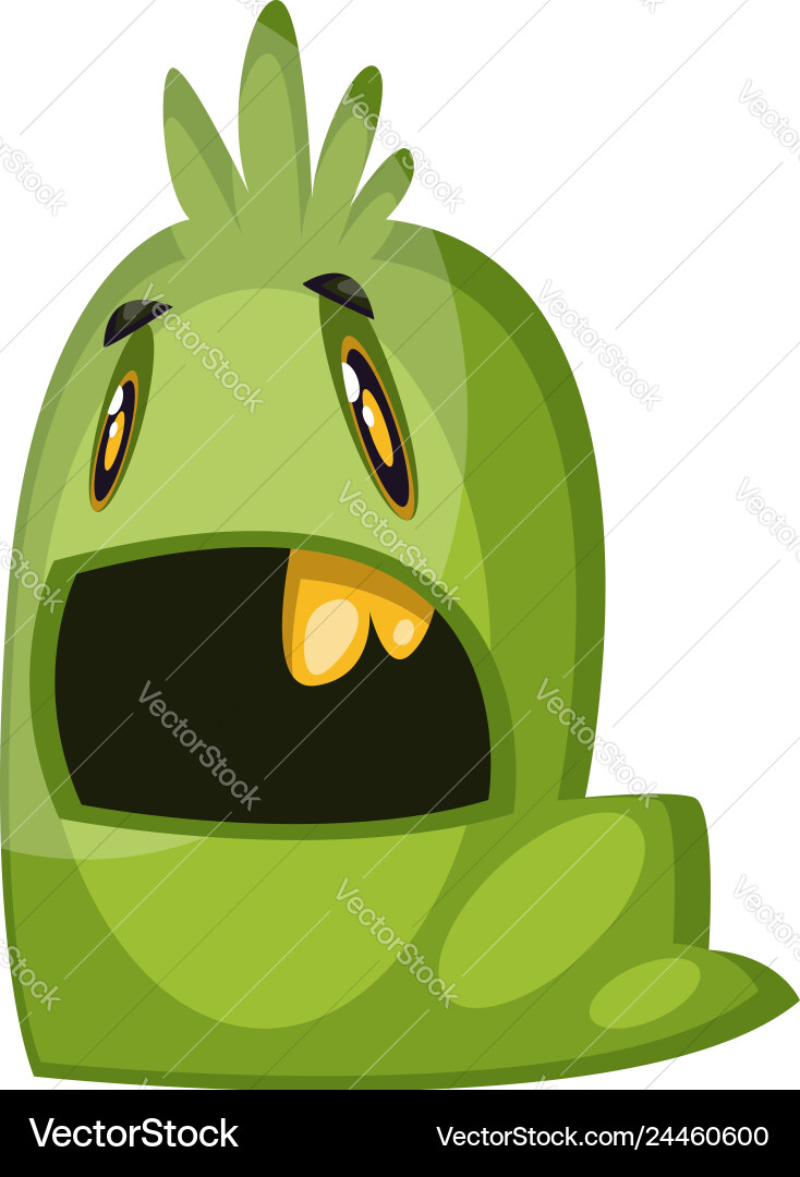 Supprissed green worm looking monster on white Vector Image