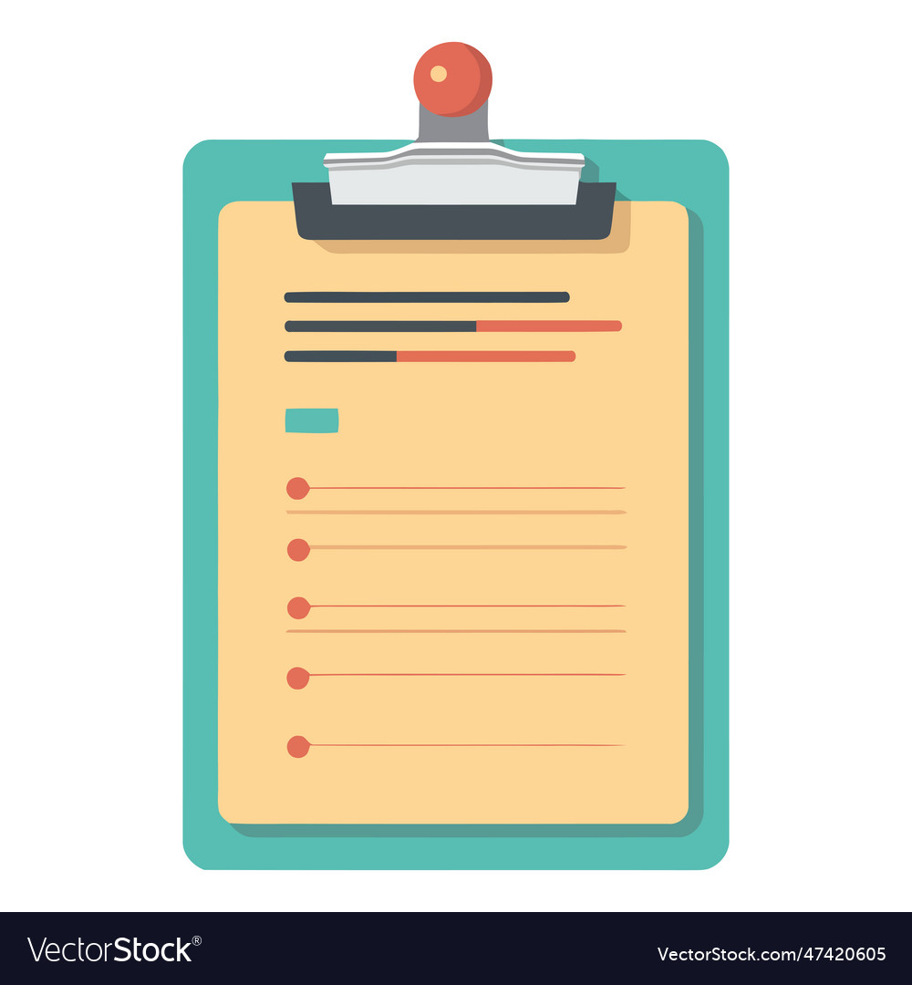 Flat icon of clipboard with checklist Royalty Free Vector