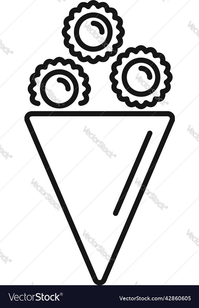 Flower bouquet icon outline happy gift Royalty Free Vector