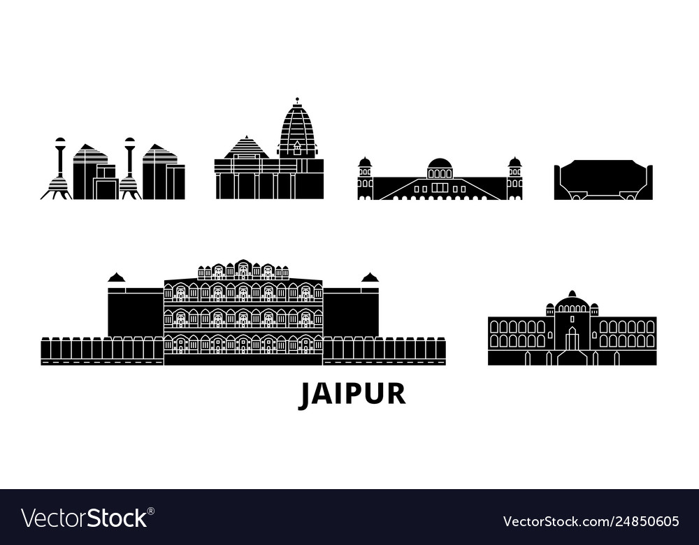 India jaipur flat travel skyline set india Vector Image