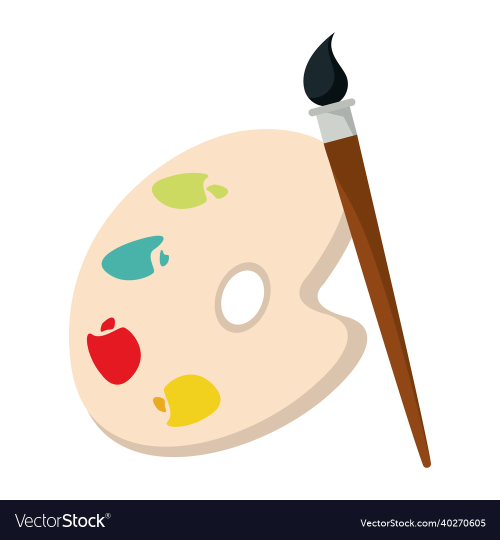Paint brush and palette Royalty Free Vector Image